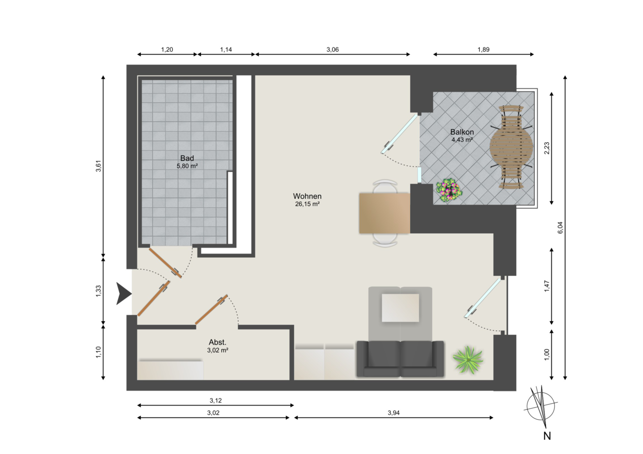 Grundriss Wohnung WE09, Haus 1