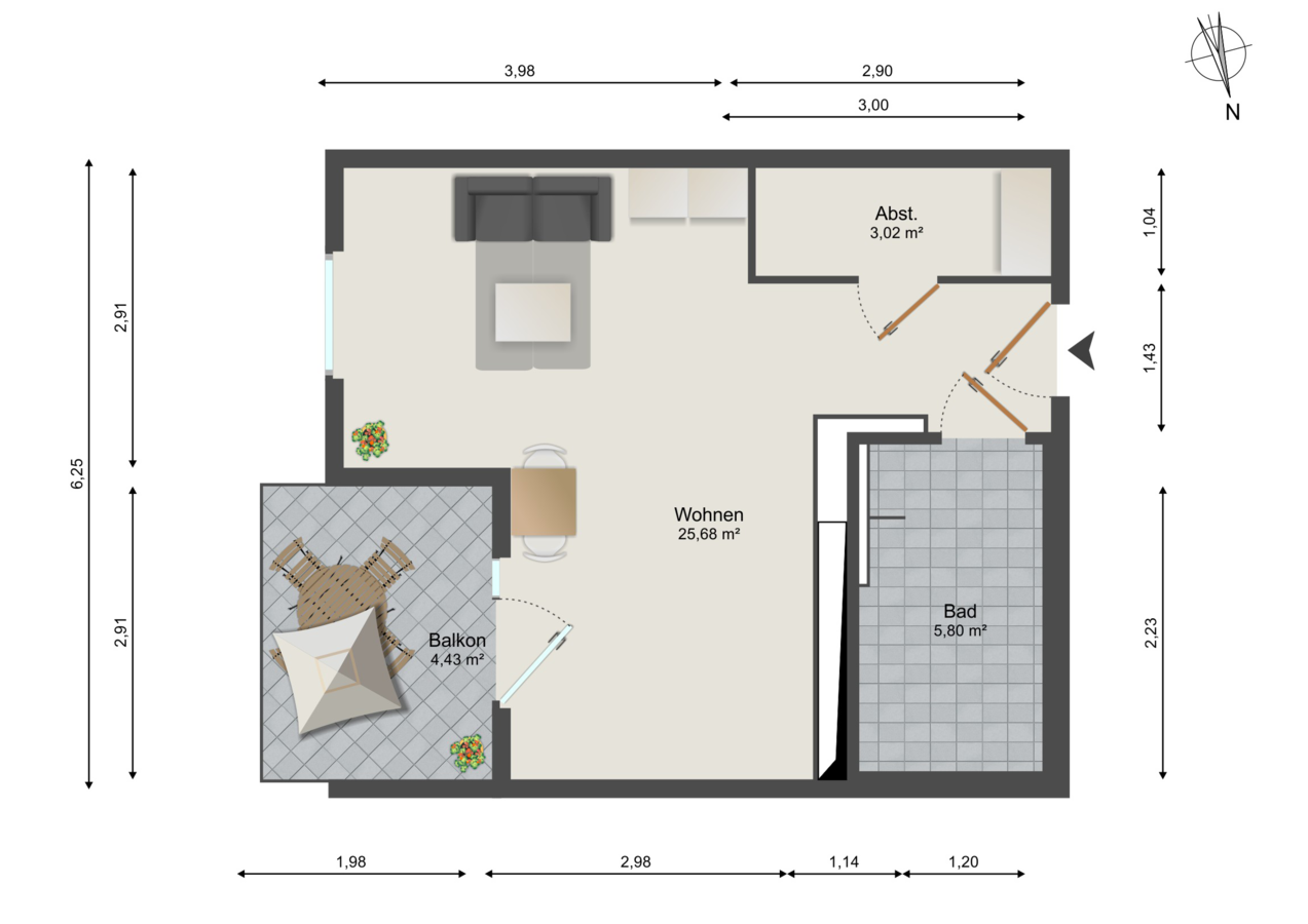 Grundriss Wohnung WE07, Haus 6