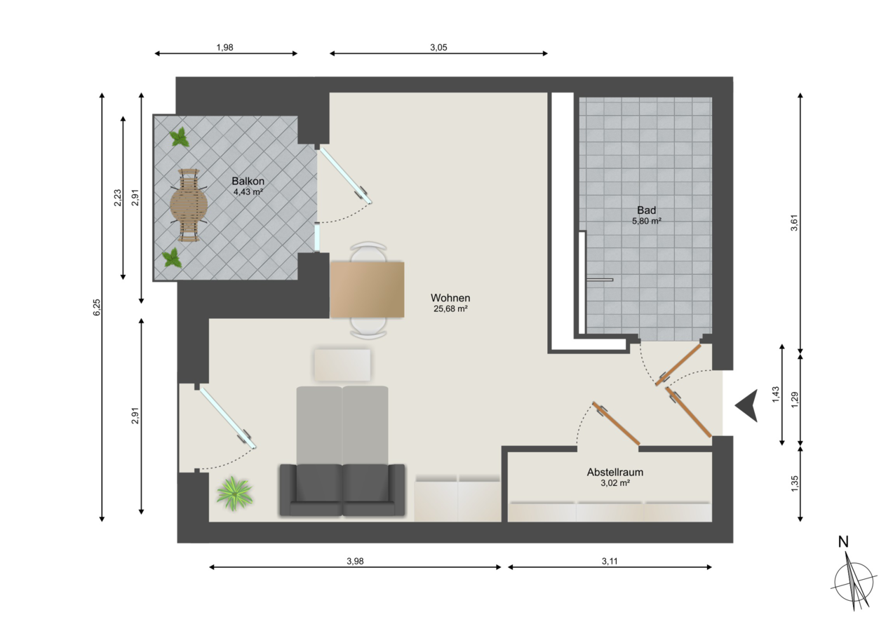 Grundriss Wohnung WE13, Haus 5